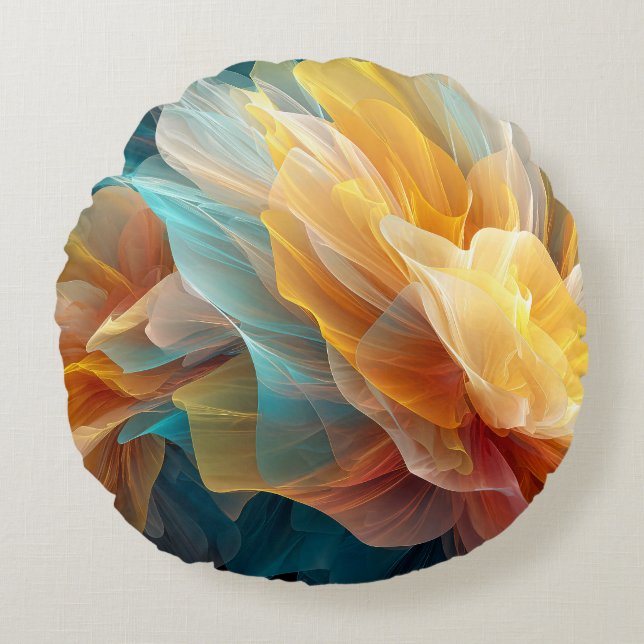 Cojín Redondo Radiant Bloom of Ethereal Petals in Light (Anverso)