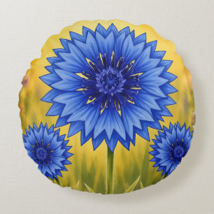 Cojín Redondo Radiant Petal: Aciano Azul