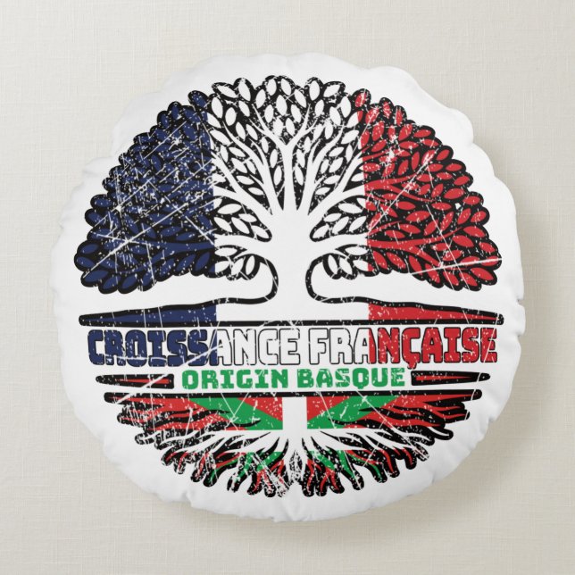 Cojín Redondo Raíces de árboles de Francia de origen vasco (Anverso)