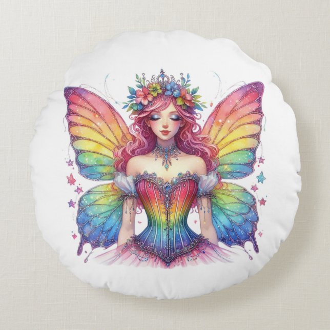Cojín Redondo rainbow fairy (Anverso)