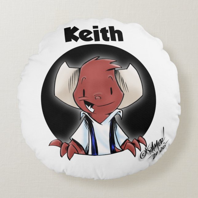 Cojín Redondo Raising Hell: Keith y Eve (Anverso)