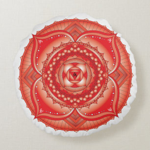 Cojín Redondo Raíz Chakra Red Mandala Ronda Pillow