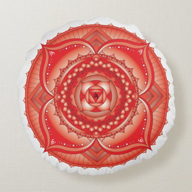 Cojín Redondo Raíz Chakra Red Mandala Ronda Pillow (Reverso)