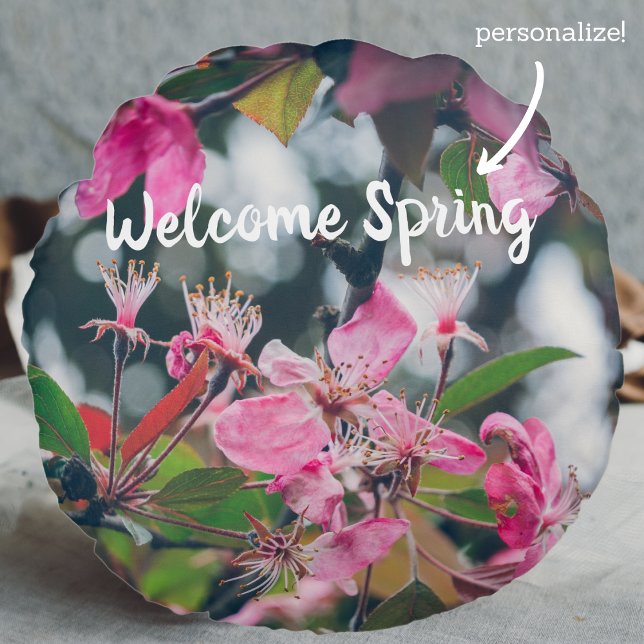 Cojín Redondo Rama de árbol de ciruelas con flores rosas (Subido por el creador)