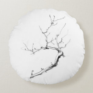 Cojín Redondo Rama de árbol delgado minimalista