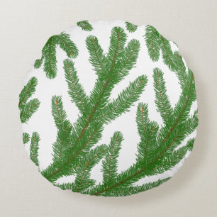 Cojín Redondo Ramas de árbol de abeto verde