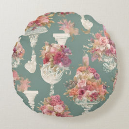Cojín Redondo Ramo Azul Vintage
