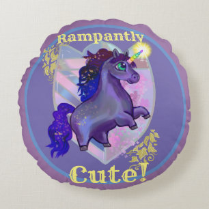 Cojín Redondo Rampantly Cute Unicorn