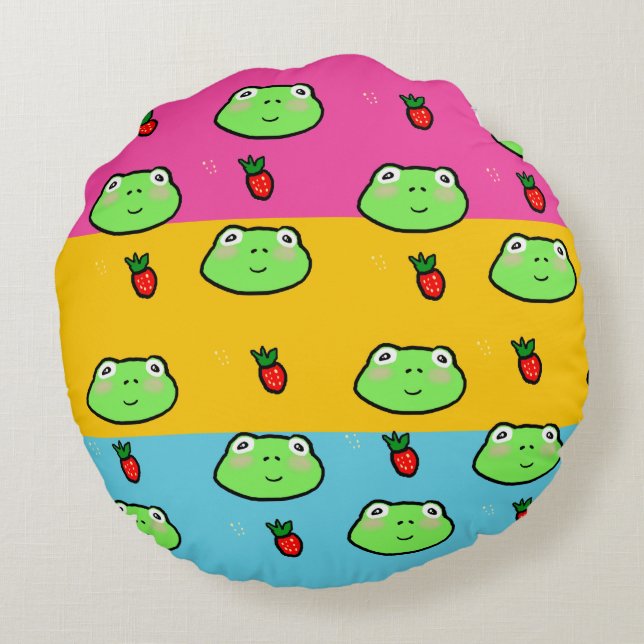 Cojín Redondo Rana y fresa (Reverso)