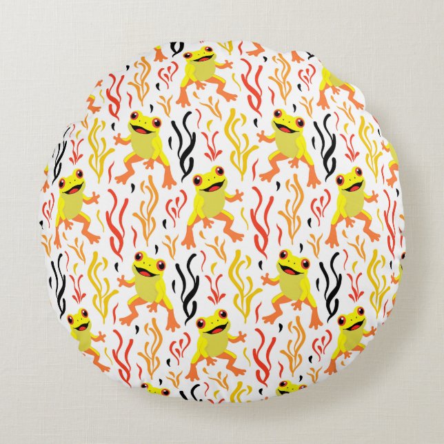Cojín Redondo Ranas juguetonas (Anverso)