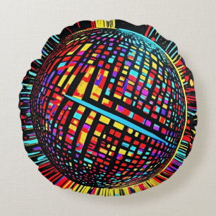 Cojín Redondo Ranura cósmica: Pelota Disco Lino Cut