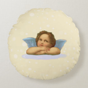 Cojín Redondo Raphael Cherub elegante en beige claro