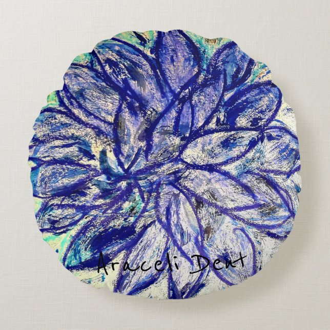 Cojín Redondo Rare Blue Dahlia (Anverso)