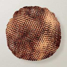 Cojín Redondo Rasgos cruzados gruesos en naranja con sombra