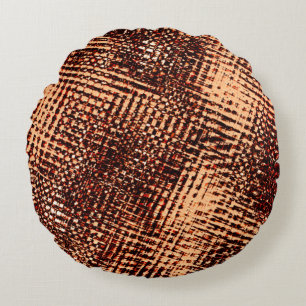 Cojín Redondo Rasgos cruzados gruesos en naranja con sombra