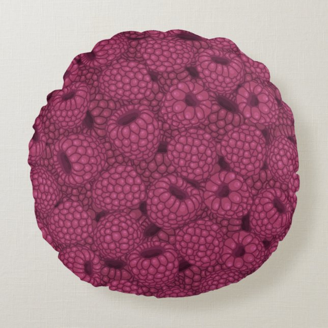 Cojín Redondo Raspberry Vintage: Sweet Wrap Design. (Anverso)