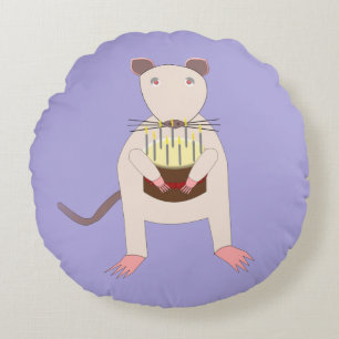 Cojín Redondo Rata siamesa con Personalizado de pastel de cumple