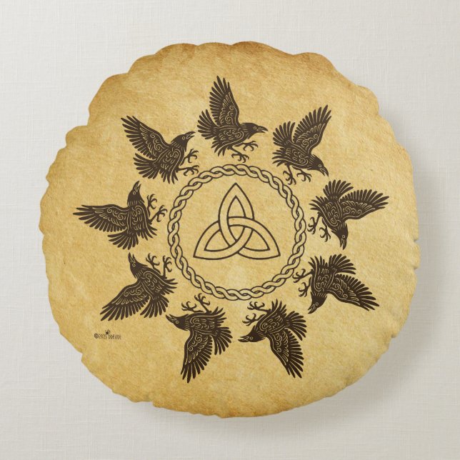 Cojín Redondo Ravens Circle Dance (Anverso)