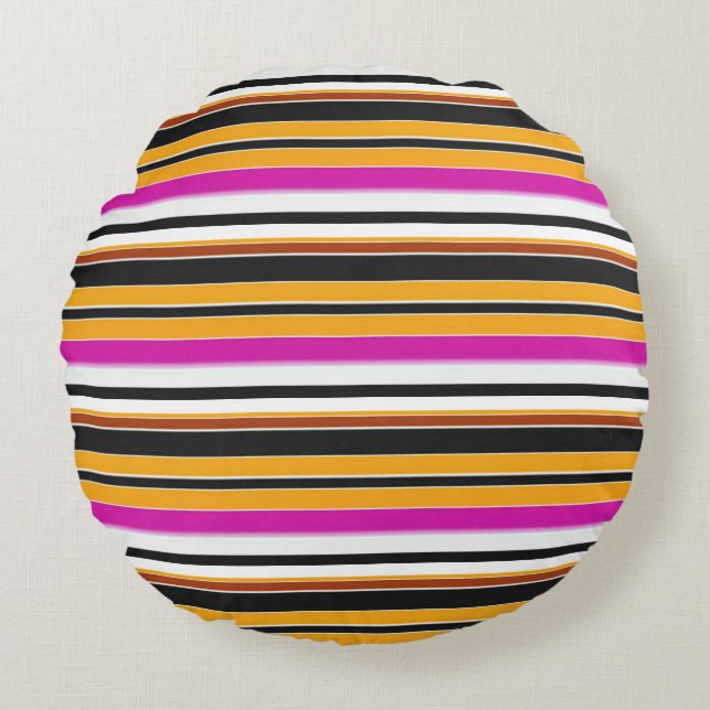 Cojín Redondo Rayas amarillas negras y cortas (Anverso)