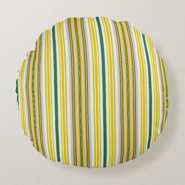 Cojín Redondo Rayas amarillo verde (Anverso)