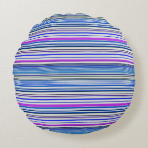 Cojín Redondo Rayas azules violetas lindas