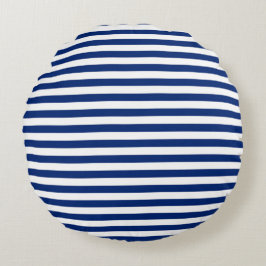 Cojín Redondo Rayas Azules y Blancas