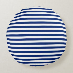 Cojín Redondo Rayas Azules y Blancas