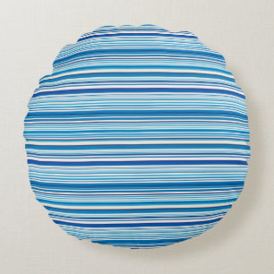 Cojín Redondo Rayas blancas azules cortas