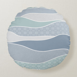 Cojín Redondo Rayas curvadas verdes azules de Guay Ondas abstrac