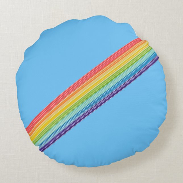 Cojín Redondo Rayas de arco iris diagonales (Reverso)