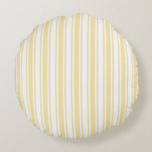 Cojín Redondo Rayas de caramelo amarillo pálido y blanco