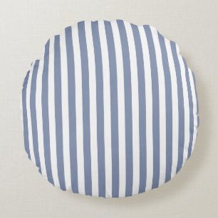Cojín Redondo Rayas de caramelo azul gris y blanco