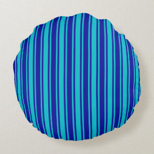 Cojín Redondo Rayas de caramelo azul turquesa