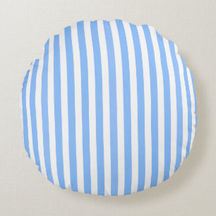 Cojín Redondo Rayas de caramelo azul y blanco
