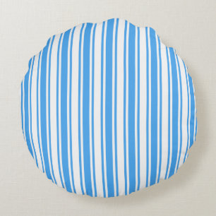 Cojín Redondo Rayas de caramelo azul y blanco