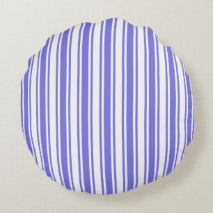 Cojín Redondo Rayas de caramelo azul y blanco