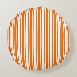 Cojín Redondo rayas de caramelo blanco y naranja