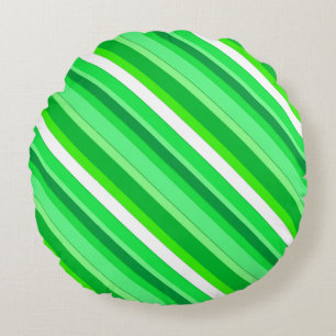 Cojín Redondo Rayas de caramelo en capas - verde esmeralda y bla