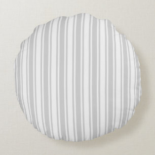 Cojín Redondo Rayas de caramelo gris claro y blanco