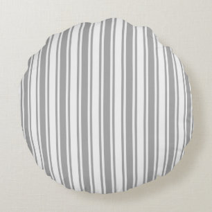 Cojín Redondo Rayas de caramelo gris y blanco