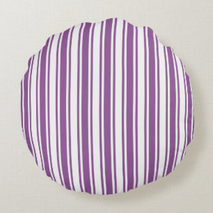 Cojín Redondo Rayas de caramelo morado y blanco