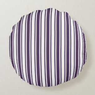Cojín Redondo Rayas de caramelo morado y blanco oscuro