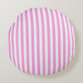 Cojín Redondo Rayas de caramelo rosa y blanco