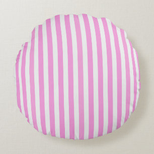 Cojín Redondo Rayas de caramelo rosa y blanco