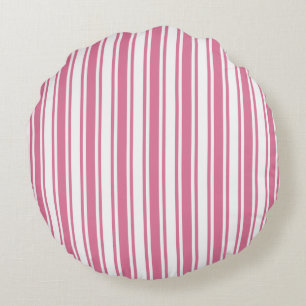 Cojín Redondo Rayas de caramelo rosa y blanco