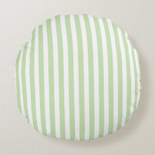 Cojín Redondo Rayas de caramelo verde claro y blanco