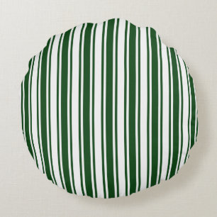 Cojín Redondo Rayas de caramelo verde oscuro y blanco