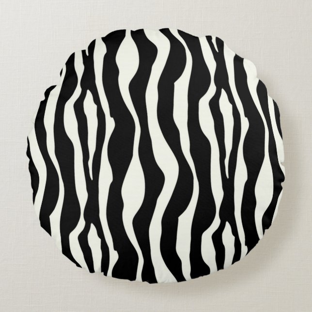 Cojín Redondo Rayas de cebra - Blanco y negro (Anverso)