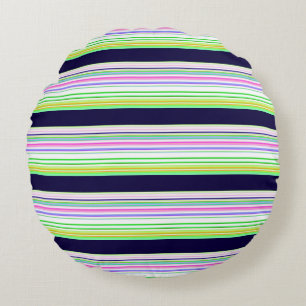 Cojín Redondo Rayas de color azul y liso