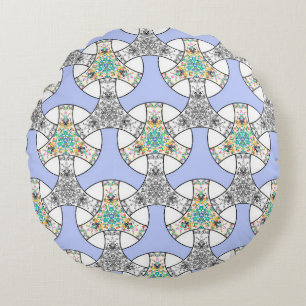 Cojín Redondo Rayas de entrelazado de mosaico inmaculado